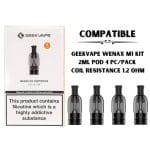 Wenax M1 Pod Cartridge Resistance 1.2 ohm By GeekVape Buy Online Vape UAE