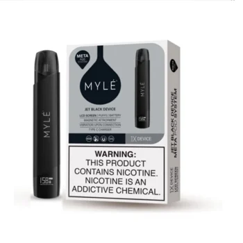 MYLE V5 Jet Black Device rechargeable pod system with USB-C charging and compatibility with MYLE V5 Meta Pods in UAE
