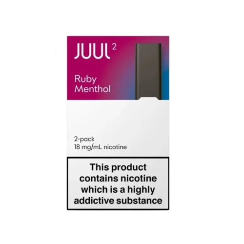JUUL 2 Ruby Menthol Pods UK with wild berry menthol flavor and 18mg nicotine salt for JUUL 2 devices in UAE