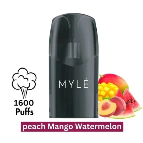 MYLE V5 Peach Mango Watermelon Pods UAE with peach, mango, and watermelon flavor for MYLE V5 Meta devices