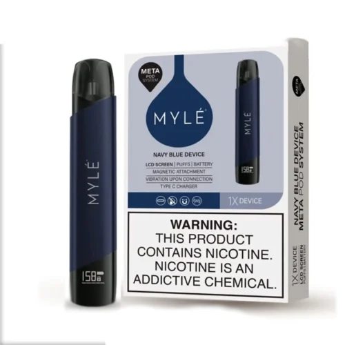 MYLE V5 Navy Blue Device rechargeable pod system with USB-C charging and compatibility with MYLE V5 Meta Pods in UAE