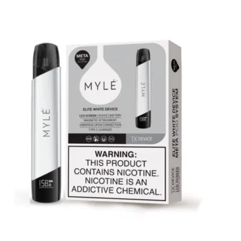 MYLE V5 Elite White Device rechargeable pod system with USB-C charging and compatibility with MYLE V5 Meta Pods in UAE