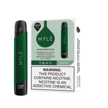 MYLE V5 Racing Green Device rechargeable pod system with USB-C charging and compatibility with MYLE V5 Meta Pods in UAE