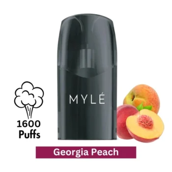 MYLE V5 Georgia Peach Pods with smooth, sweet, and refreshing Georgia peach flavor for MYLE V5 Meta devices in UAE