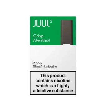 JUUL 2 Crisp Menthol Pods UK with fresh green menthol flavor and 18mg nicotine salt for JUUL 2 devices in UAE