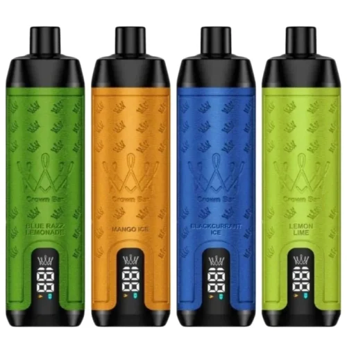 Crown Bar 12000 Puffs UAE rechargeable disposable vape by Al Fakher with mesh coil, digital display, and USB Type-C charging
