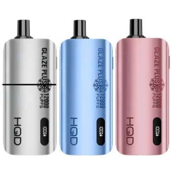 HQD Glaze Plus 12000 Puffs 50mg UAE rechargeable disposable vape with dual mesh coil, smart LCD screen, and up to 12000 puffs