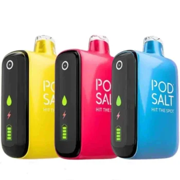 Pod Salt 15000 Puffs UAE rechargeable disposable vape with mesh coil, smart LED display, and up to 15000 puffs