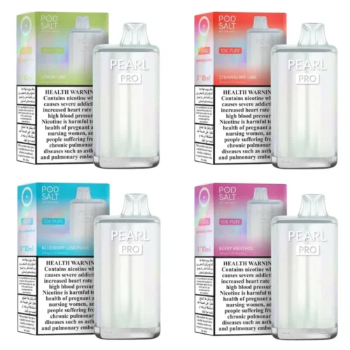 Pod Salt Pearl Pro 10000 Puffs UAE rechargeable disposable vape with mesh coil, USB Type-C charging, and up to 10000 puffs