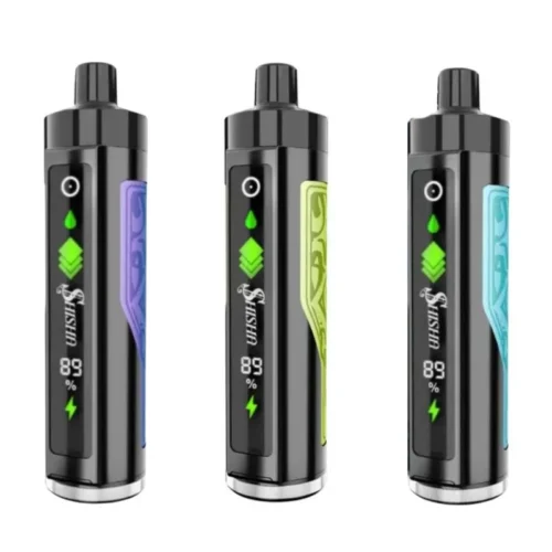 Pod Salt Shisha 8000 Puffs UAE disposable vape with dual mesh coil, rechargeable battery, LED display, and adjustable airflow