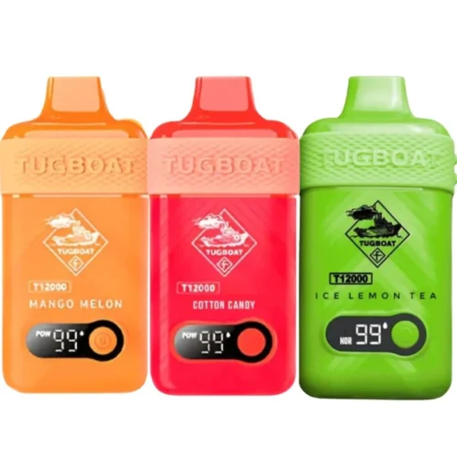 Tugboat T12000 Puffs Disposable Vape UAE with 24ml e-liquid, 600mAh rechargeable battery, mesh coil, and up to 12000 puffs