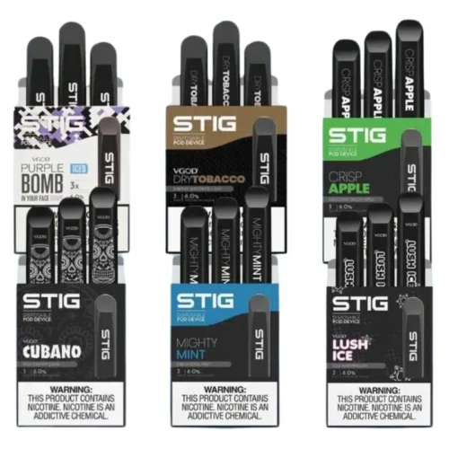 VGOD STIG Disposable Vape UAE with 1.2ml nicotine salt e-liquid and approximately 270 puffs