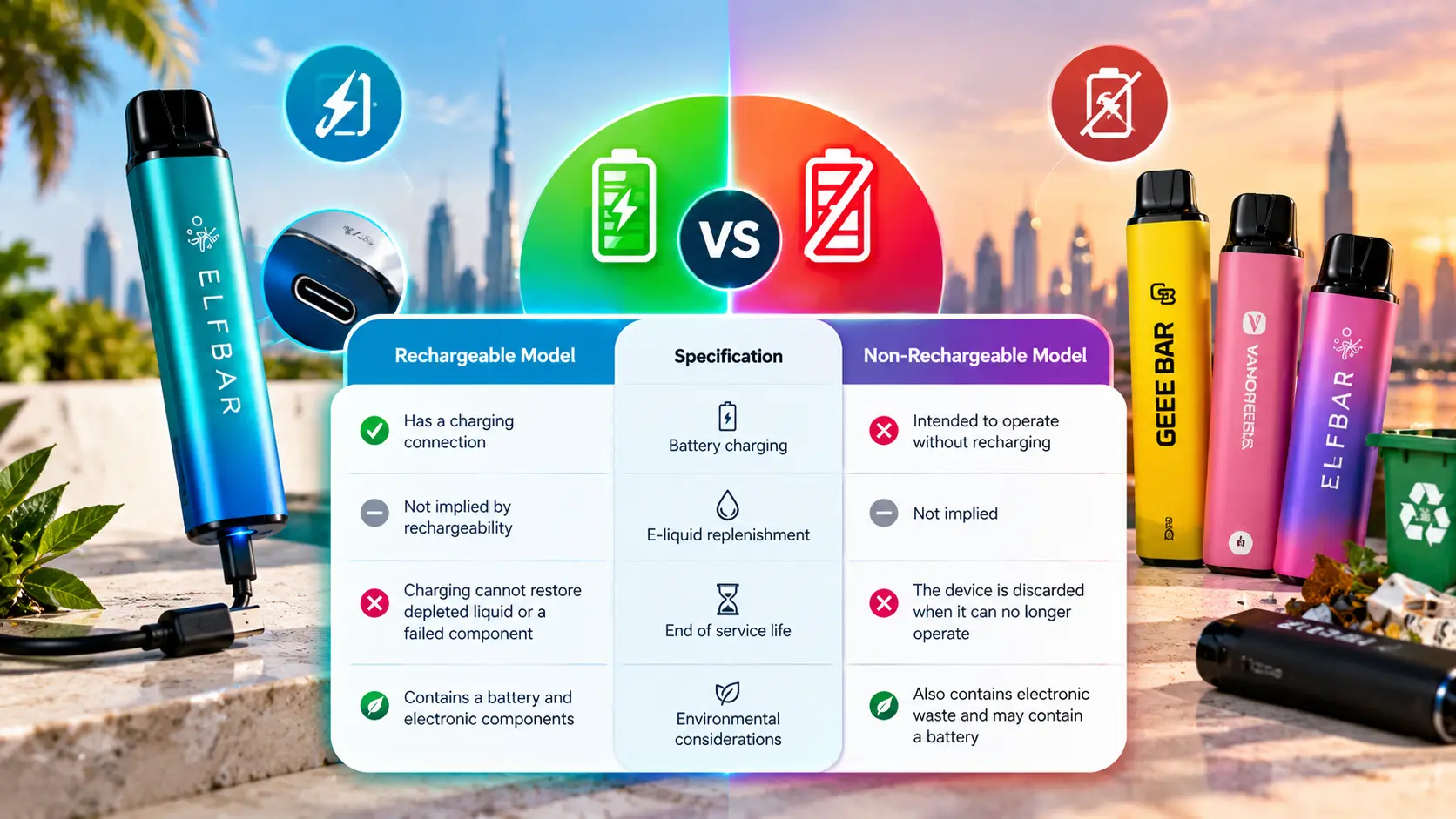 Best Disposable Vapes in Dubai (2026): Features, Puff Counts & Buying Guide 2 Rechargeable vs Non-Rechargeable Disposable Devices