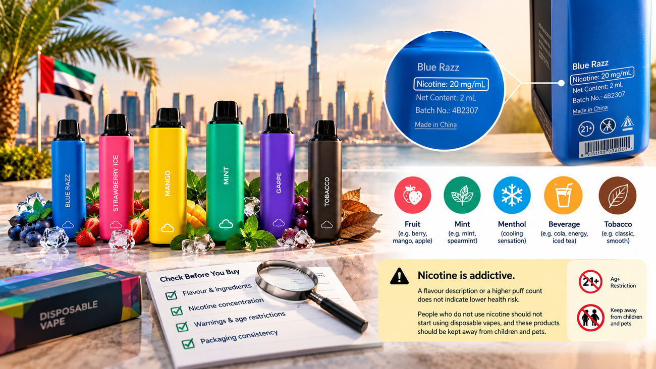Best Disposable Vapes in Dubai (2026): Features, Puff Counts & Buying Guide 3 Flavour Descriptions and Nicotine Labels
